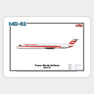 McDonnell Douglas MD-82 - Trans World Airlines (Art Print) Sticker